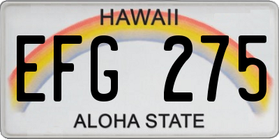 HI license plate EFG275