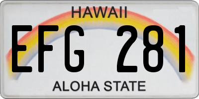 HI license plate EFG281