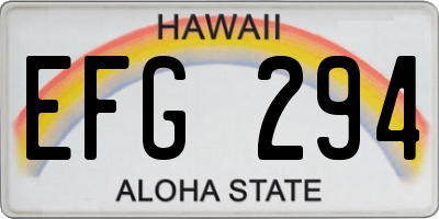 HI license plate EFG294