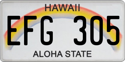 HI license plate EFG305
