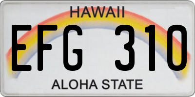 HI license plate EFG310