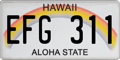 HI license plate EFG311