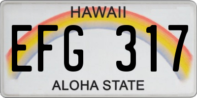 HI license plate EFG317