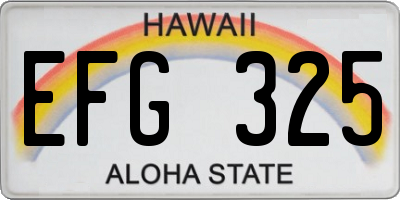 HI license plate EFG325