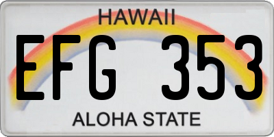 HI license plate EFG353