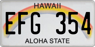 HI license plate EFG354