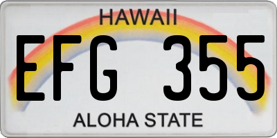 HI license plate EFG355