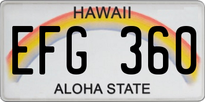 HI license plate EFG360