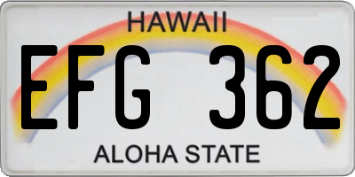 HI license plate EFG362