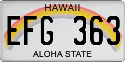 HI license plate EFG363