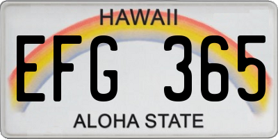 HI license plate EFG365
