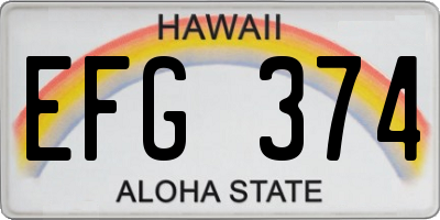 HI license plate EFG374