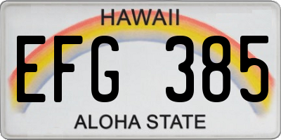 HI license plate EFG385