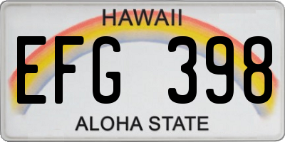 HI license plate EFG398