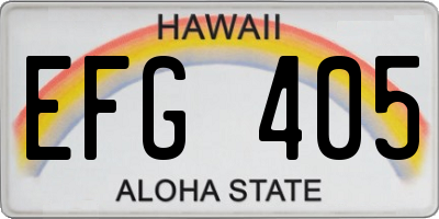 HI license plate EFG405