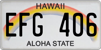 HI license plate EFG406