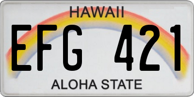 HI license plate EFG421