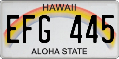 HI license plate EFG445