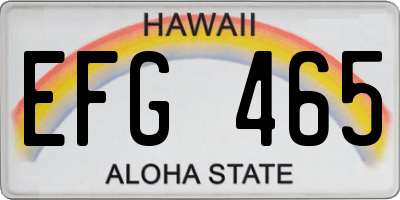 HI license plate EFG465