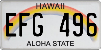 HI license plate EFG496