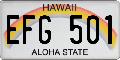 HI license plate EFG501