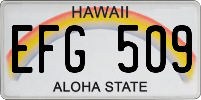 HI license plate EFG509