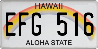 HI license plate EFG516