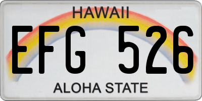 HI license plate EFG526