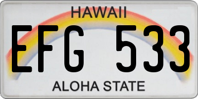 HI license plate EFG533