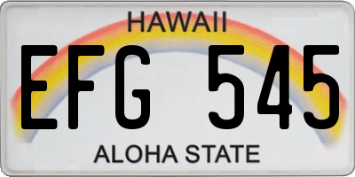 HI license plate EFG545