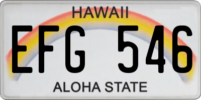 HI license plate EFG546