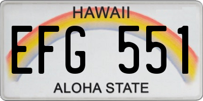 HI license plate EFG551