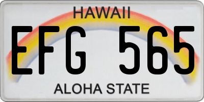 HI license plate EFG565