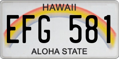 HI license plate EFG581