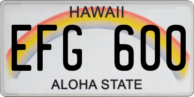 HI license plate EFG600