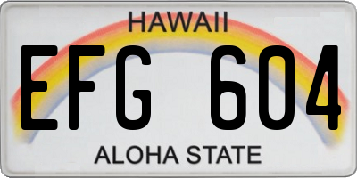HI license plate EFG604