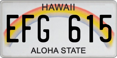 HI license plate EFG615