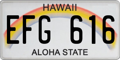HI license plate EFG616
