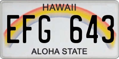 HI license plate EFG643