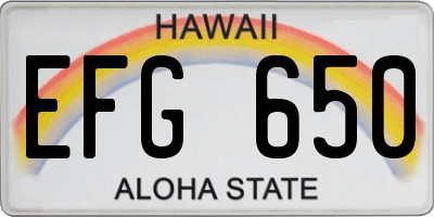 HI license plate EFG650