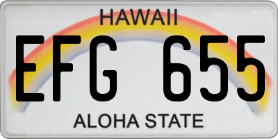 HI license plate EFG655