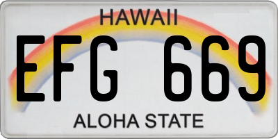 HI license plate EFG669