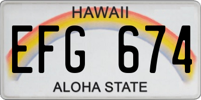 HI license plate EFG674