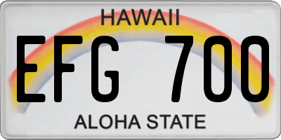 HI license plate EFG700