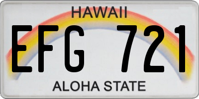 HI license plate EFG721