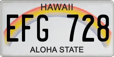 HI license plate EFG728
