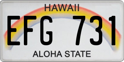 HI license plate EFG731