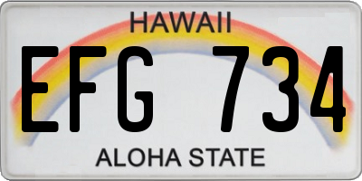 HI license plate EFG734