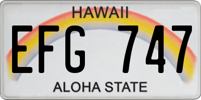 HI license plate EFG747