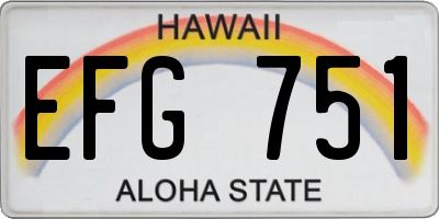 HI license plate EFG751